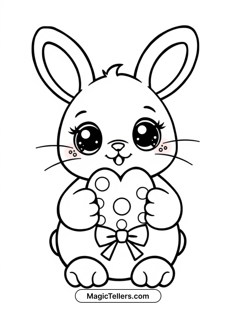 Kawaii Easter Bunny Coloring Page | Free Printable | MagicTellers